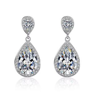 Water Drop Diamond Earring -Sterling Silver