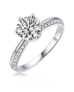 Elegant Diamond Wedding Ring -Sterling Silver