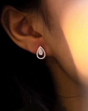 Waterdrop Shaped Stud Earrings -Silver