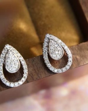 Waterdrop Shaped Stud Earrings -Silver