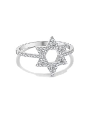 Star Zircon Engagement Ring -18K Gold