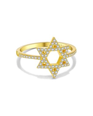 Star Zircon Engagement Ring -18K Gold